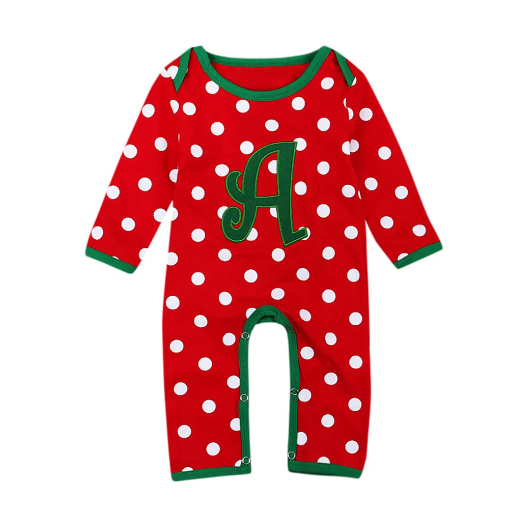 Red My first Christmas/Одежда для новорожденных мальчиков и девочек; одежда для малышей; комбинезон с длинными рукавами, круглым вырезом и буквенным принтом; одежда для малышей - Цвет: Red