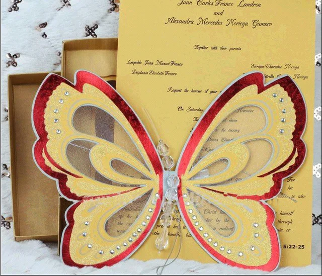 colorful elegant butterfly wedding invitations thanksgiving party blank scroll invitations
