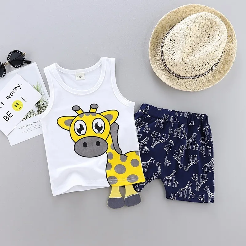 Fashion Summer Baby Boys Girls Clothes Kids Cartoon Vest Shorts 2pcs/Sets Toddler Clothing Infant Tracksuits Children Costume