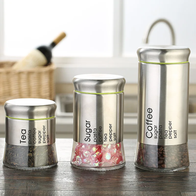 

kitchen Glass jar with lids cereal dispenser transparent unleaded storage jars snacks candy moisture-proof sealed canister