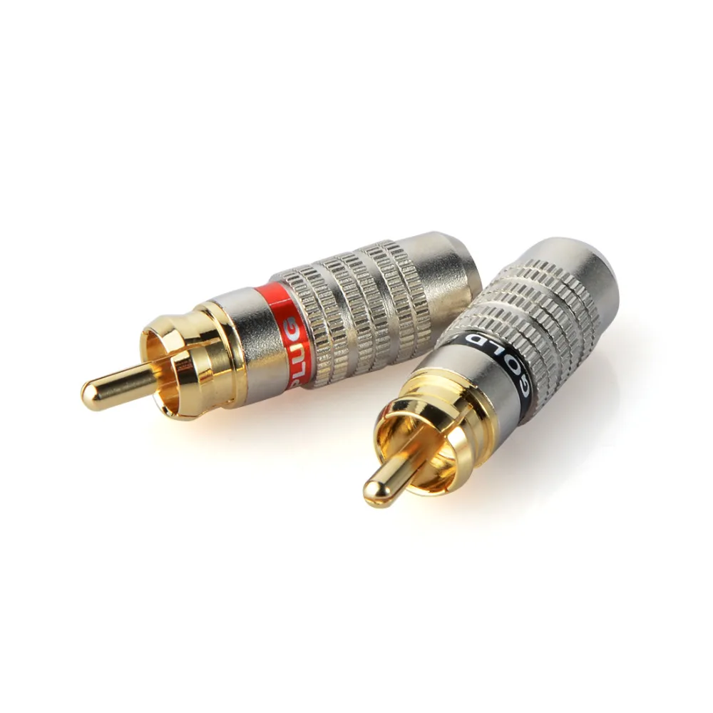 2 шт./лот DIY RCA Plug HIFI позолоченный Аудио кабель RCA Мужской Аудио разъем золото адаптер для кабеля