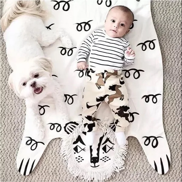 

Nordic Style Kids Room Decoration blanket Baby Bedding Blanket Kid Quilt Baby Cotton Warm White Black Tiger Style