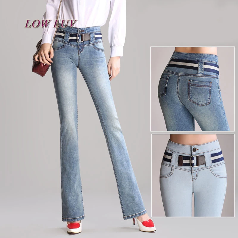 Retro Women Plus Size Flare Denim High Waist Jeans Bell