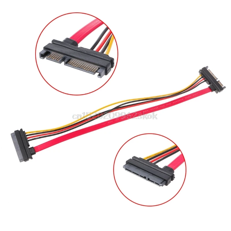 

30cm 22Pin(15+7) Male To Female SATA Serial ATA Data Power Cable Extension Cord #H029# Drop shipping
