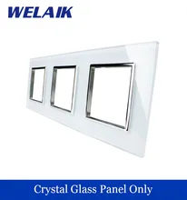 WELAIK Touch Switch DIY Parts Glass Panel Only of Wall Light Switch Black White Crystal Glass Panel Square hole A3888W/B1