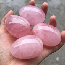 Натуральный розовый кварц в форме яйца Кристалл целебный шар Сфера драгоценный камень 1 шт
