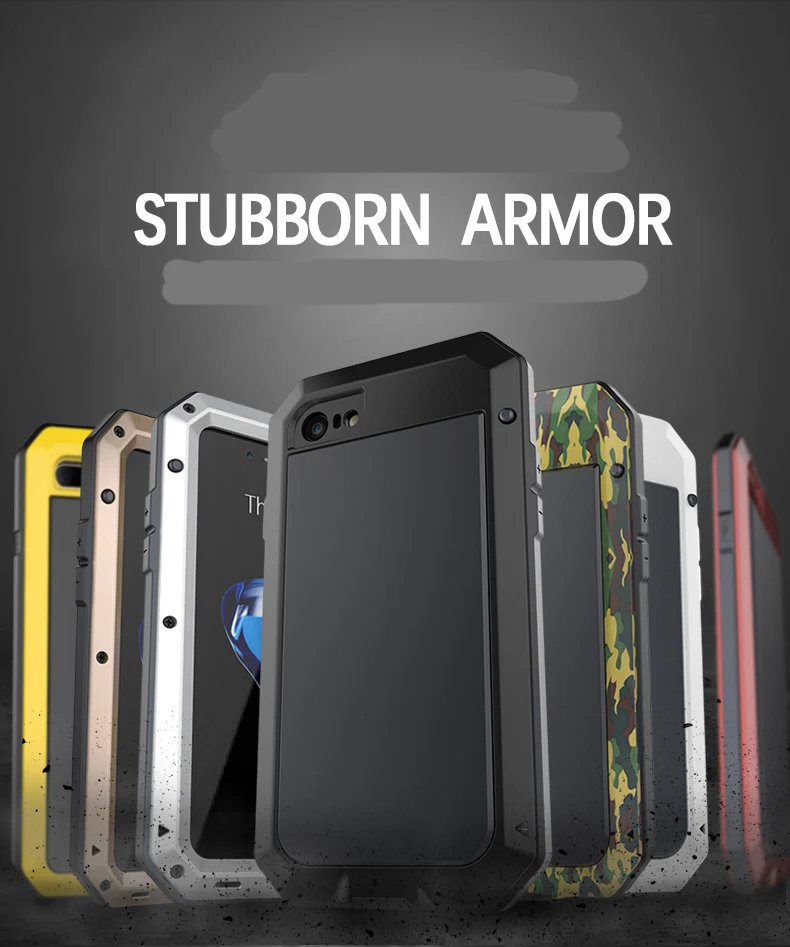Роскошный чехол Doom armor Dirt Shock, водонепроницаемый металлический алюминиевый чехол для телефона, чехол для iphone 11, 7, 5S, X, 8, XS, 6, 6S Plus, чехол+ закаленное стекло