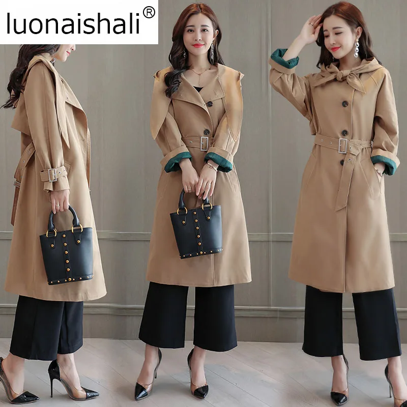 

2018 Autumn New Brand Women Trench Coat Long Windbreaker Europe America Fashion Trend Single-Breasted Slim Long Trench