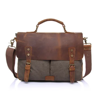

2016 Canvas leather messenger bags Vintage crossbody bags for Casual Men's travel bags business handbag