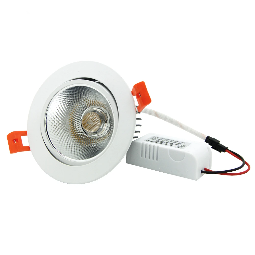 [DBF]Angle Adjustable LED Recessed Downlight Dimmable 7W 9W 12W 15W 18W Epistar COB Chip Ceiling Spot Lamp with 110/220V Driver