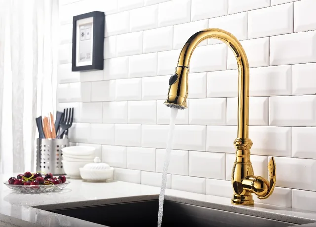 Fast Delivery Single Handle Hole Gold Kitchen Faucet Golden Fast Delivery Single Handle Hole Gold Kitchen Faucet Golden Sink Water Mixer Tap
