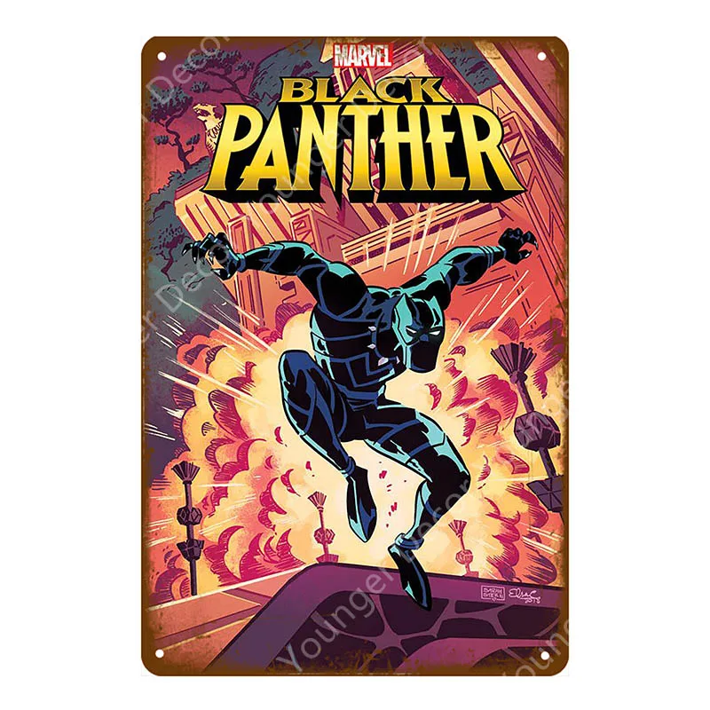 Marvel Movie Black Panther Comics Poster Metal Tin Signs Vintage Art Wall Painting For Pub Bar Home Decor Superhero Prints - Цвет: YD6088G