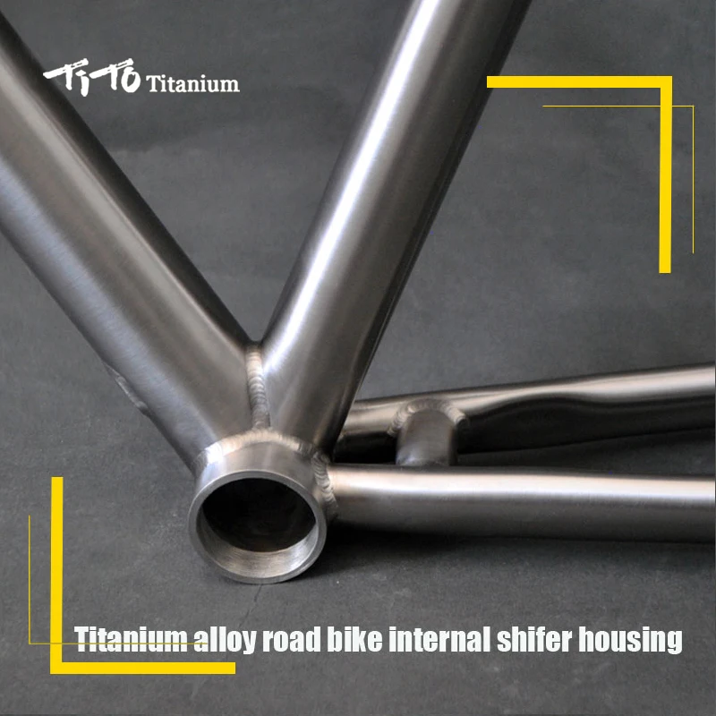 Flash Deal Free shipping !!! TiTo titanium new road bike frame 700C titanium road bicycle bent top tube internal shifter housing 3