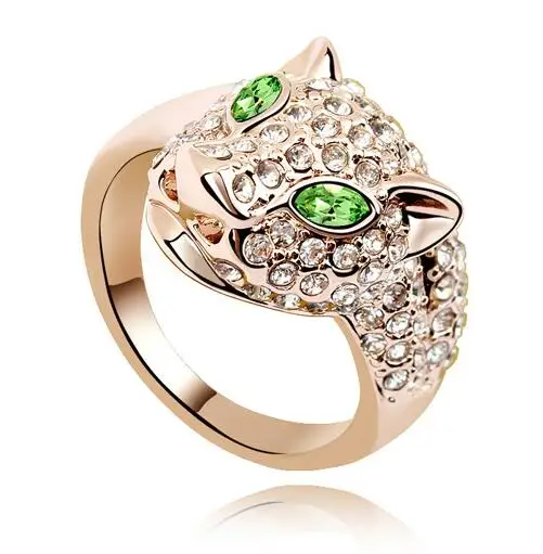 

High Quality Cool Leopard Austria Crystal Finger Rings Gold Color For Women men rings Party Accessories jewellery