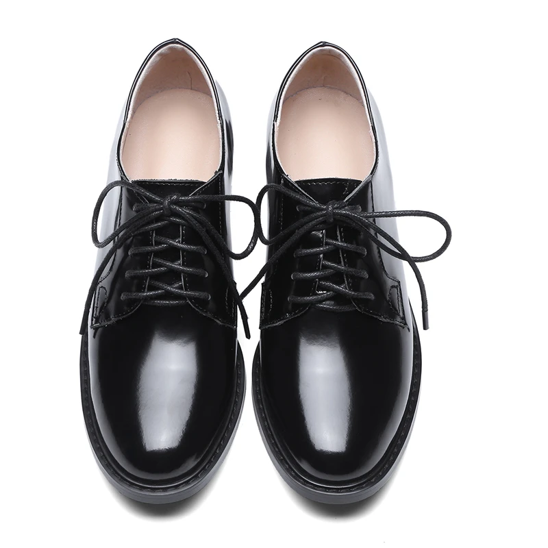 

Karinluna 2019 brand top quality patent leather pigskin women's Shoes Woman leisure chunky Heels wholesle Woman shoes pumps