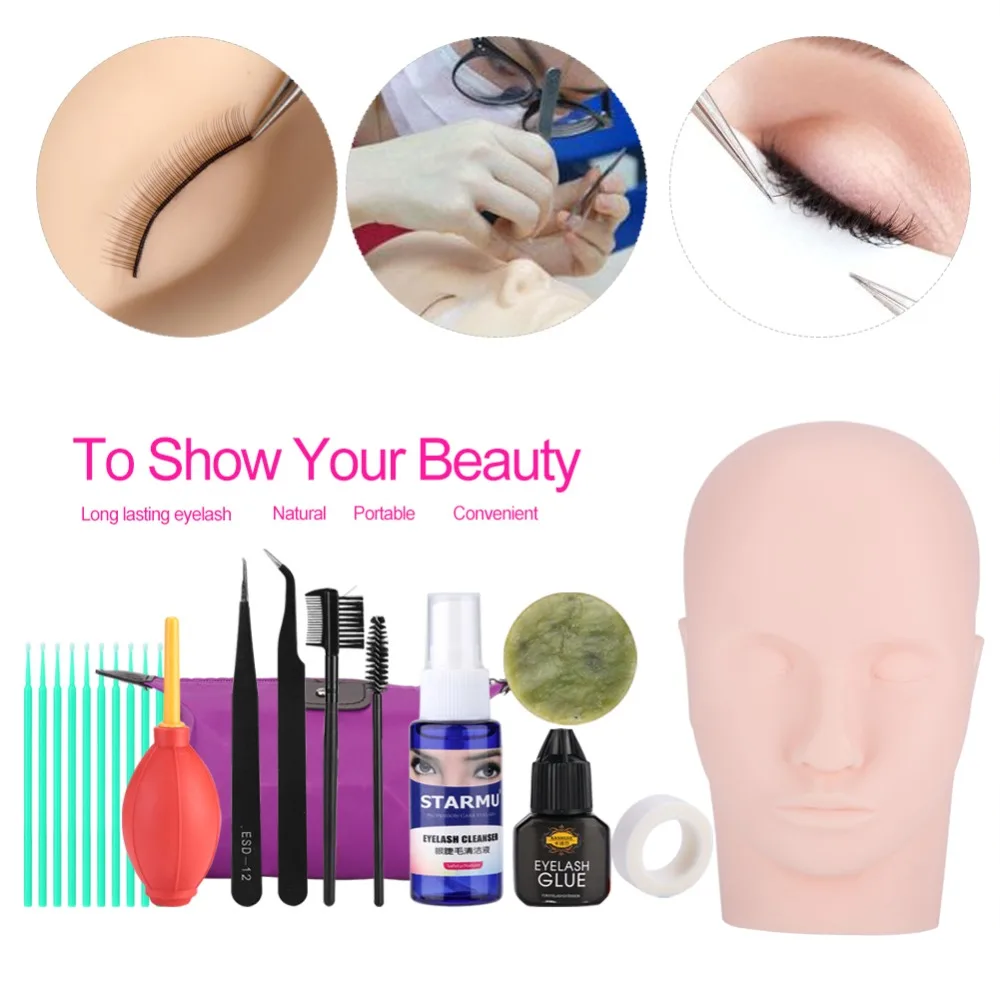 

12PCS/Kit False Eyelash Extension Tool Set Eye Lashes Makeup Individual False Lash Curl Glue Tweezer Practice Graft Lashes Kit