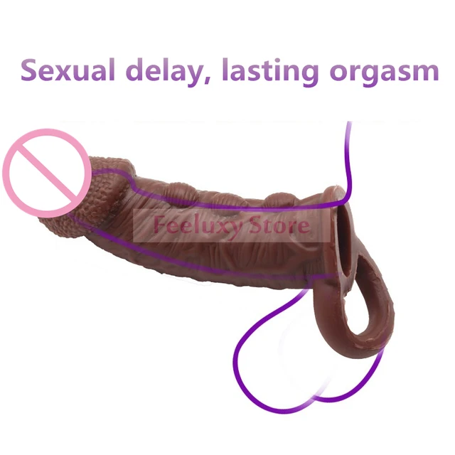 Silicone Penis Extender Condoms Male Penis Enlargement Sleeves For Couples Reusable Condom Cock Rings Sex Toys 4