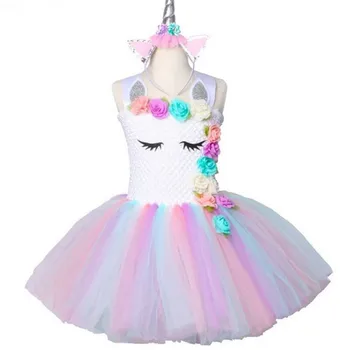 

Girls Dress for Kid Girls Unicorn Rainbow Dresses Princess Girl Halloween Festival Party Tutu Dress Girls Cosplay Flower Dress