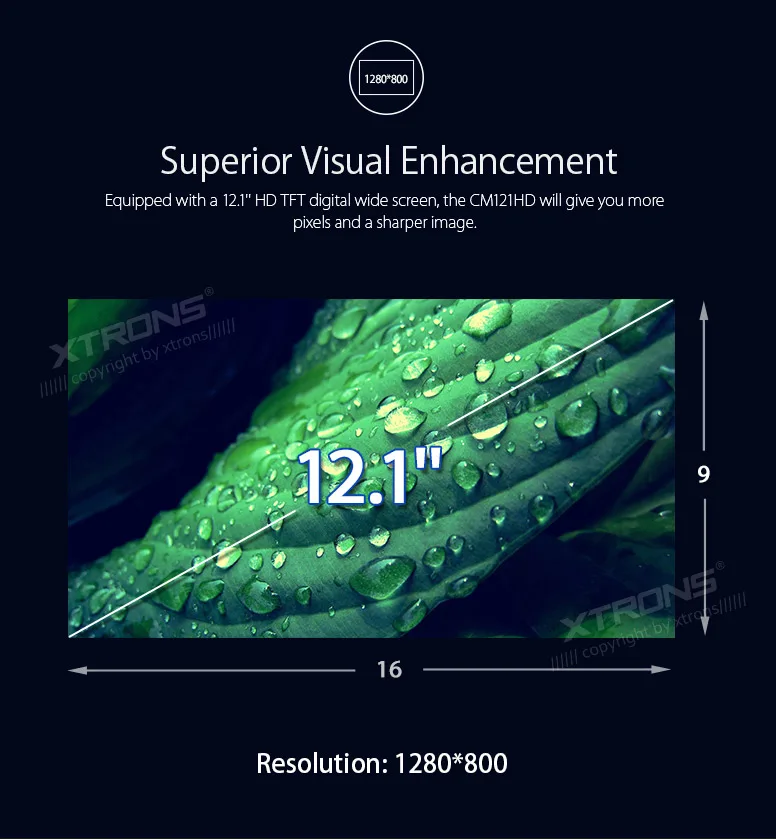 XTRONS 12," Высокое разрешение 1080 P видео цифровой TFT монитор широкий экран ультратонкий монитор для монтажа на крышу HDMI USB SD AUX IR FM