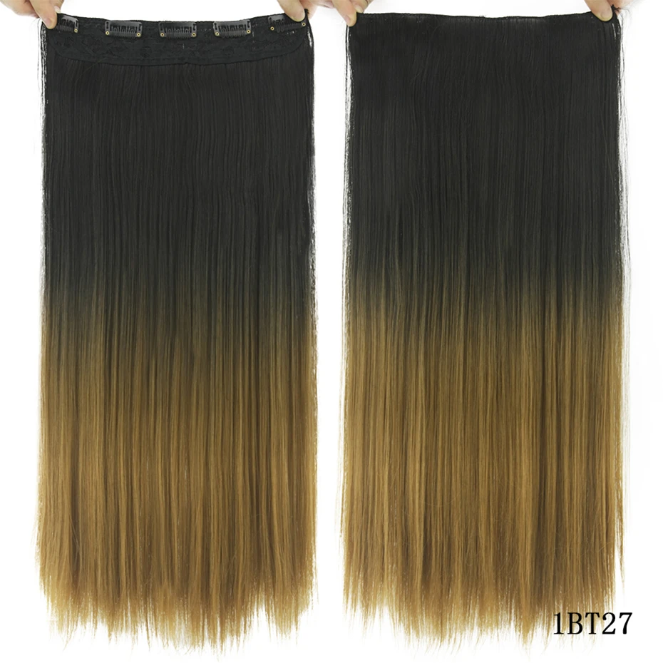 Soowee 24 "Длинные прямые женские черные и серые натуральные Омбре волосы синтетические волосы на заколках аксессуары для волос
