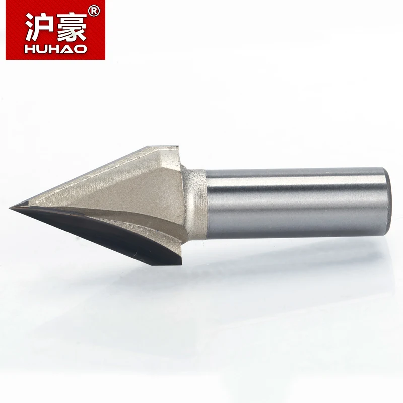 HUHAO 1pcs 1/2" 1/4" Shank 60 Deg V Type slotting cutter Tungsten Router Bits for wood Woodworking Carving Tool