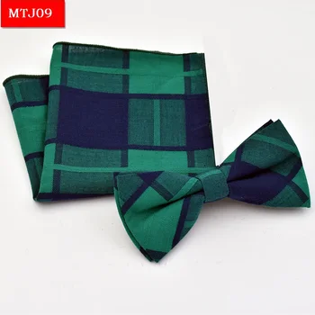 

Cotton Plaid Bow Tie Handkerchief Set Men's Floral Solid Casual Men's Fashion Bowties Pocket Square for Wedding