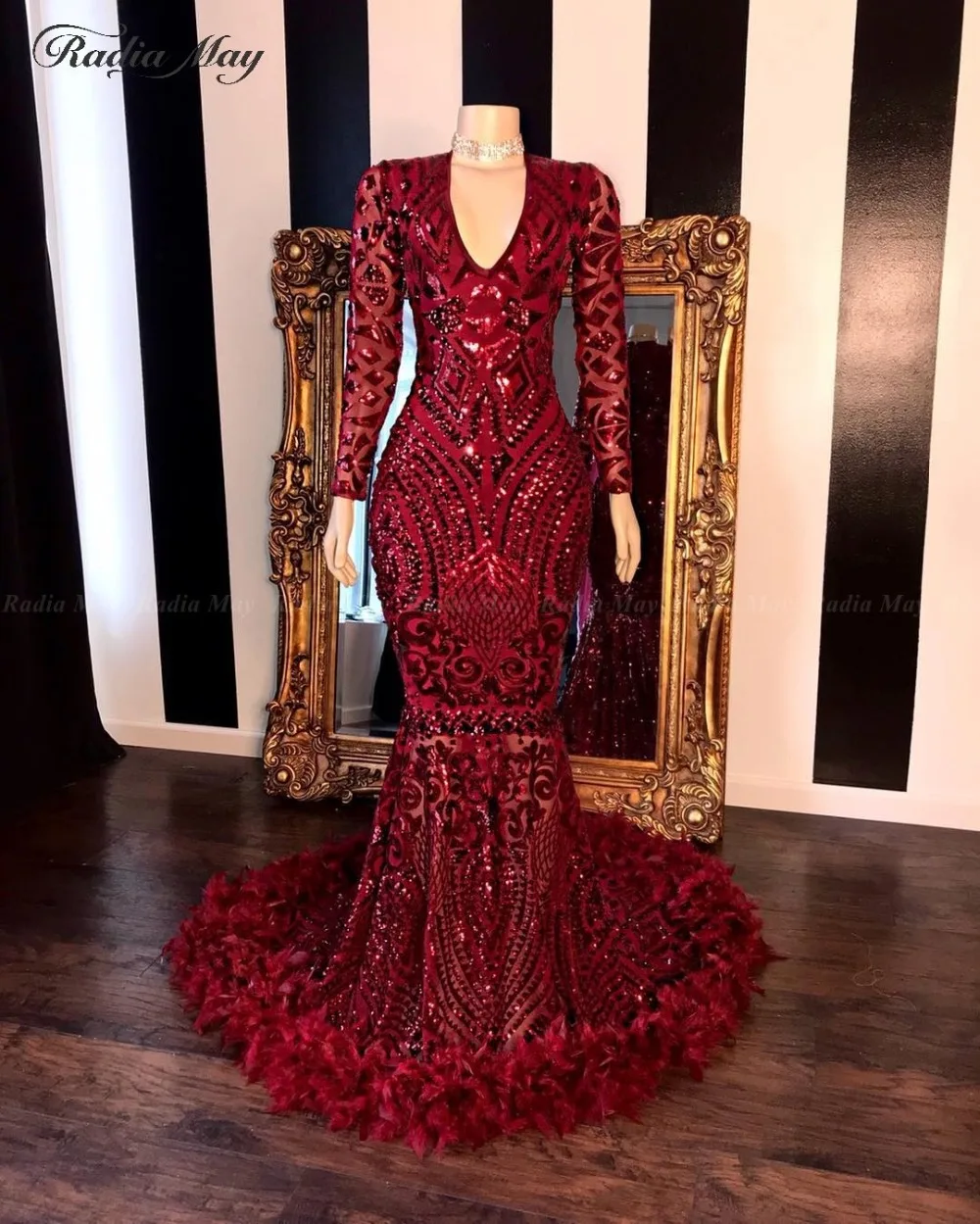 burgundy sequin mermaid dress