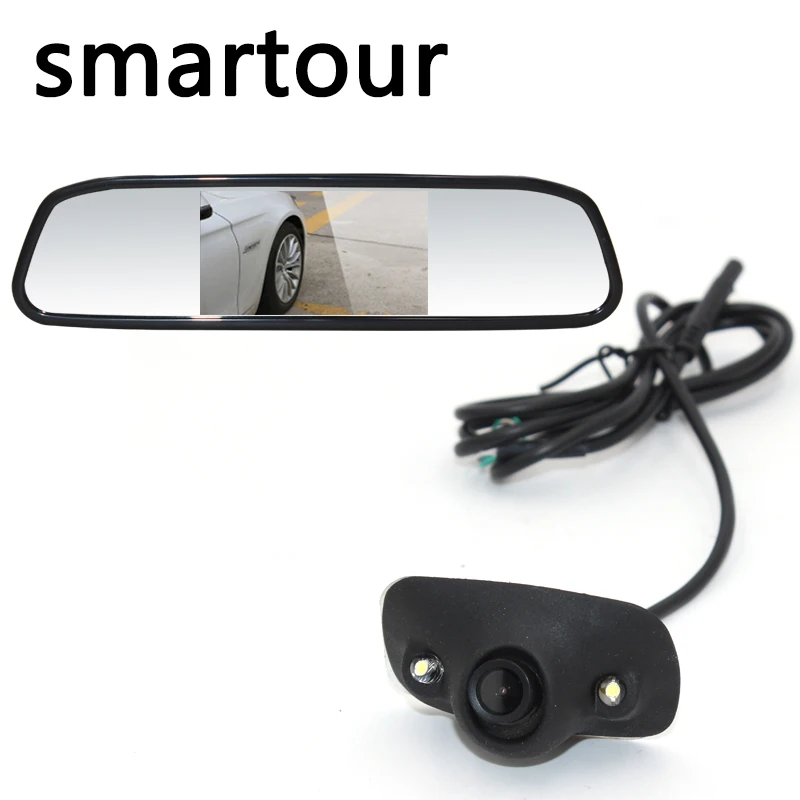 Smartour HD водонепроницаемый парковочный монитор система 2 светодиодный ночного видения Автомобильная камера заднего вида 4,3 дюймов зеркало заднего вида спереди/сбоку/Lef