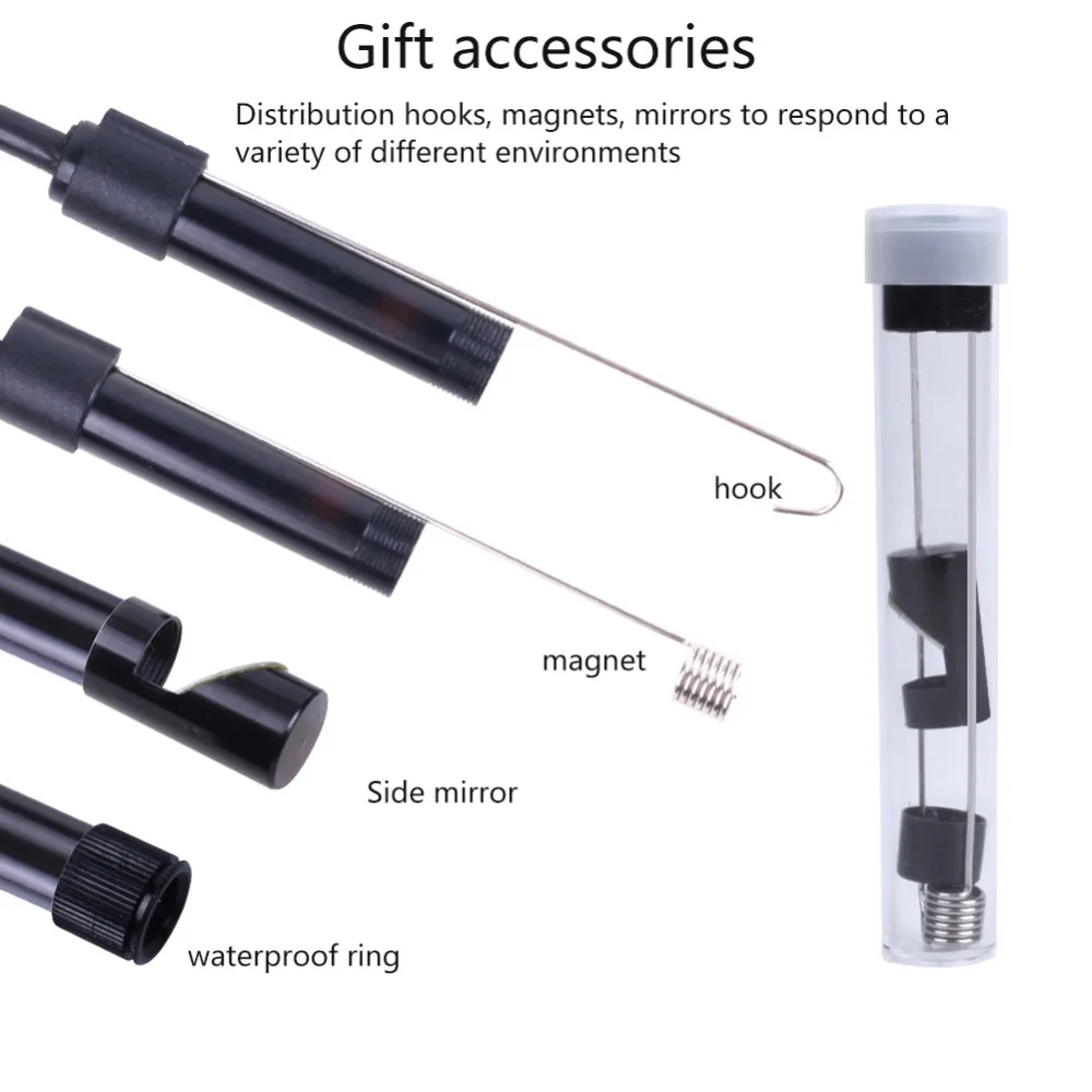 9-F160 WiFi Endoscope Camera No battery No charging 8mm Lens HD720P 1M2M3.5M5M Soft Hard Cable wireless inspection borescope