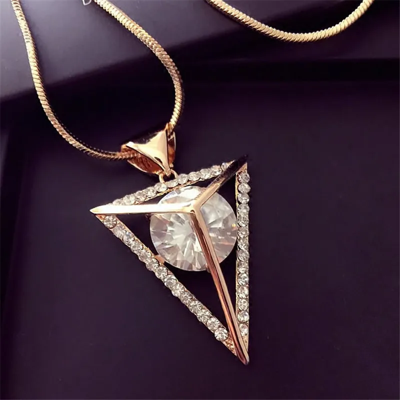 

Lemon Value New Fashion Crystal Rhinestone Maxi Long Necklaces Vintage Punk Geometry Triangle Pendants Women Jewelry Gift ZA143