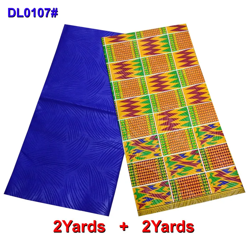 

Popular ankara kente wax fabric 4yards with plain blue wax Fashion style african Kente wax polyester fabric C94-24