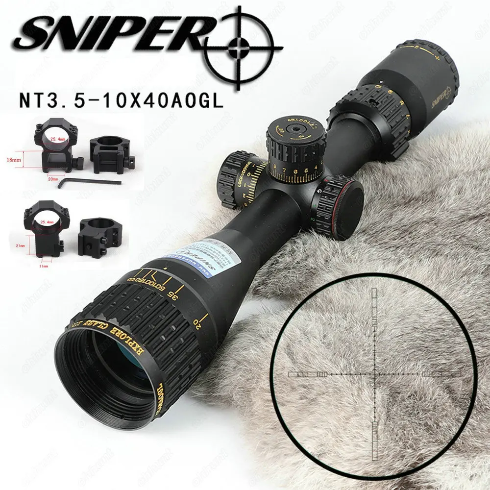 SNIPER NT 3,5-10X40 AOGL охотничьи оптические прицелы тактический оптический прицел полноразмерный стеклянный гравированный прицел с подсветкой RGB