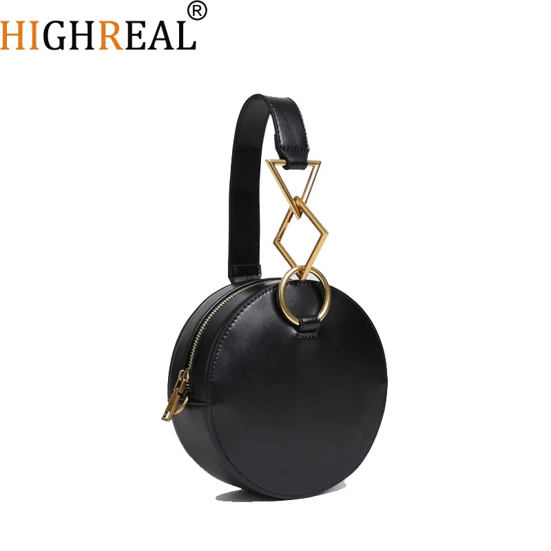 

Brand Design Women Genuine Leather Circle Bag Top-handle Tote Bag Round Handbags Cow Leather Messenger Bag Drop Shipping