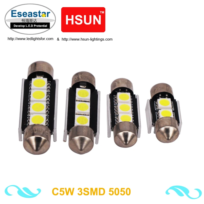 Eseastar 2 шт. C5W 31/36/39/42 мм 3SMD 5050 Светодиодные белые автомобильные canbus светодиодные