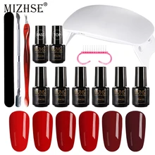 MIZHSE набор для ногтей с УФ светодиодной лампой 6 Вт маникюрные аксессуары для педикюра маникюрный набор инструментов 6 бутылочек Набор для гель-лака для ногтей гибридная лампа
