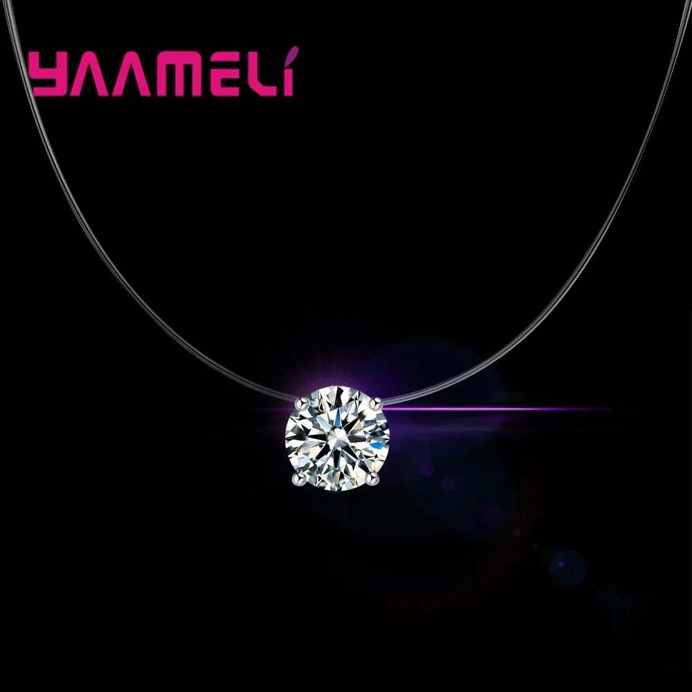 

Real 925 Sterling Silver 8 Colors Good Selling Cubic Zirconia Chian Necklace Pendant Crystal Jewelry For Women Girls