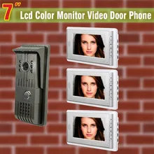 1 Cámara de 3 Monitor de color video de la puerta de pantalla de 7 pulgadas teléfono de la puerta de intercomunicación teléfono Night Vision sistema de intercomunicación timbre de la puerta para casa