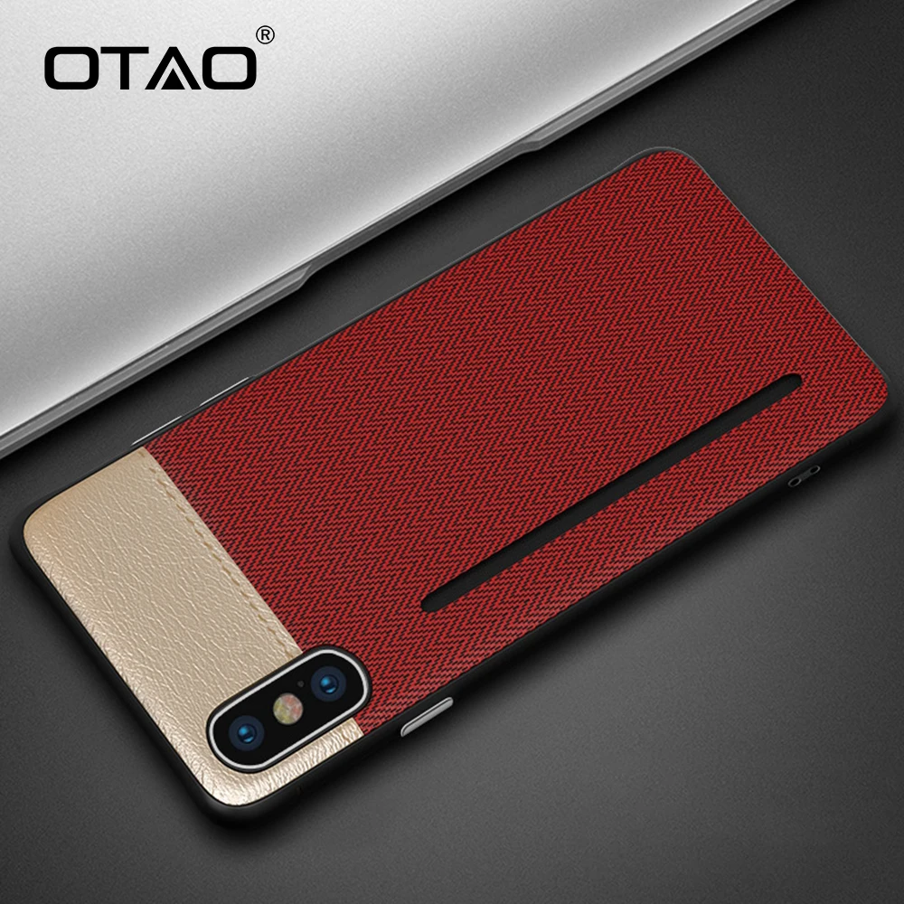 

OTAO Ultra Thin Leather Case For iPhone 6 6s 7 8 Plus Cloth Texture Frosted Cover For iPhone XS MAX XR 10 With Credit Card Coque