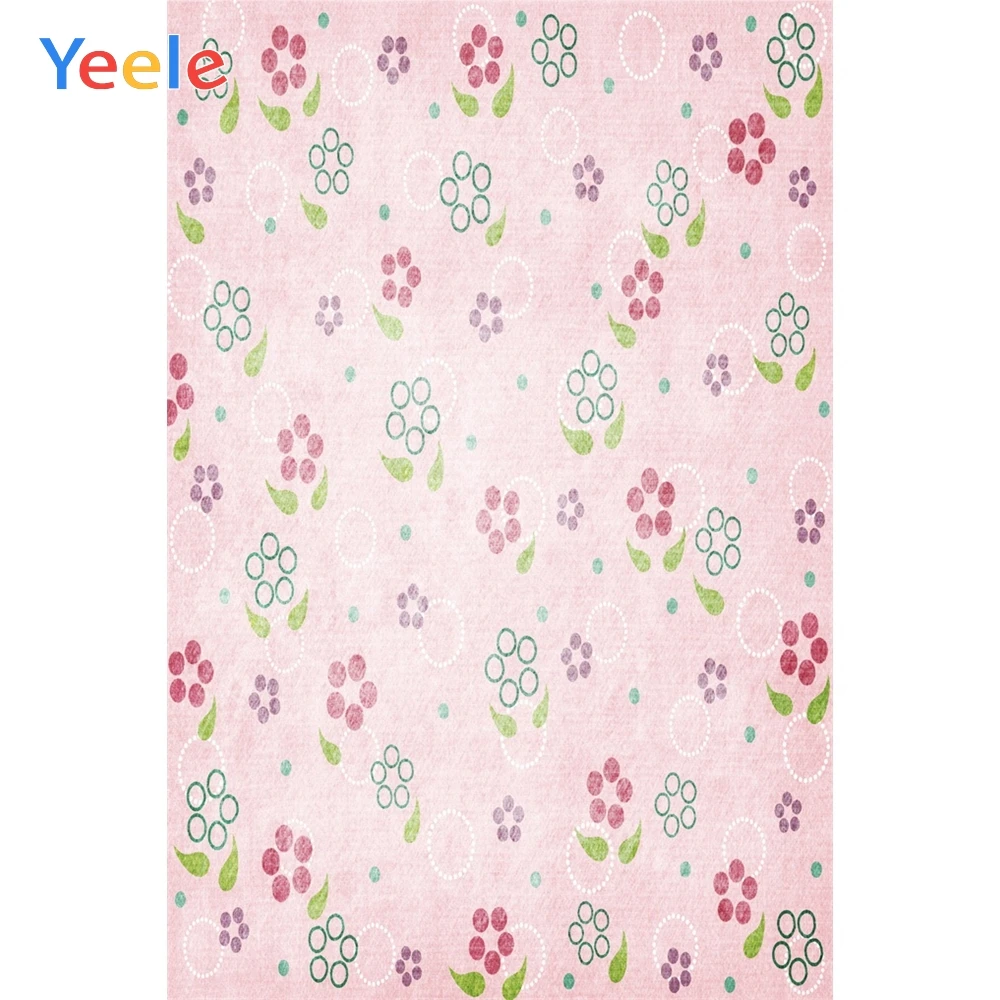 

Yeele Pink Cartoon Flowers Bear Footprint Party Kid Photography Backgrounds Personalized Photographic Backdrops For Photo Studio