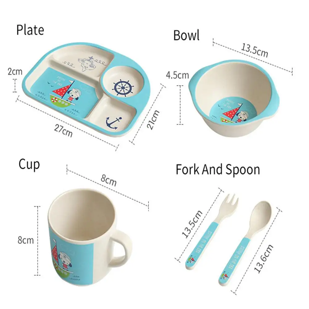 Набор детской посуды-5 шт. бамбуковое волокно инновационная мультяшная рисовая миска детская посуда тарелка-подарочная посуда