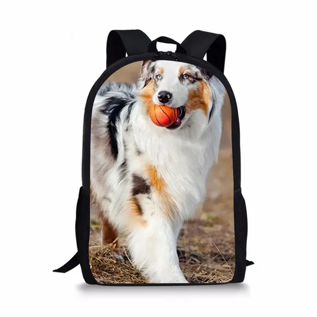 Baru Tas Sekolah Australia Anjing Gembala Cetakan Buku Ransel