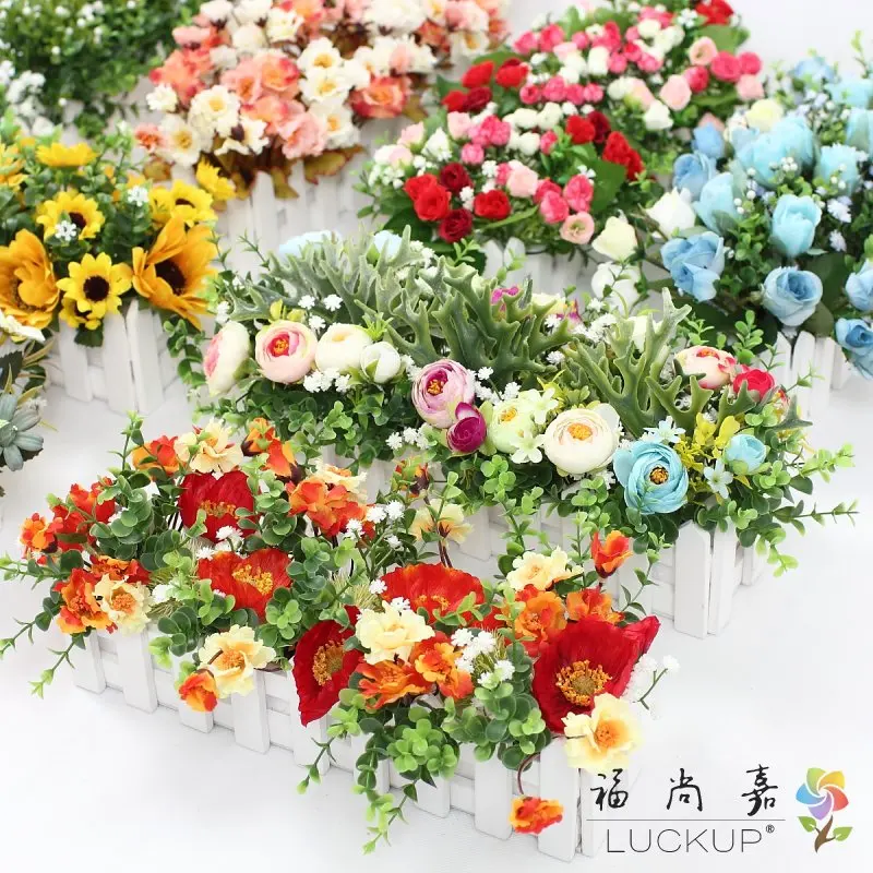 1 Set De Inaltă Calitate Artificiale Flori Aranjament Vaze De Gard