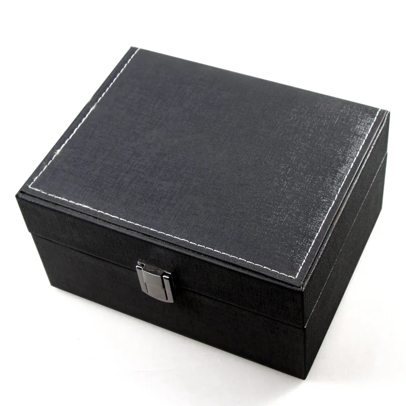 Черный кожаный смотреть коробка для хранения случае Роскошные Механические часы упаковка подарочная коробка Jewelry Для женщин Дело держатель W025