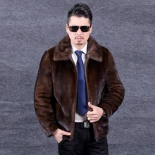 Кожаная замшевая Мужская Высококачественная Меховая куртка, зимняя меховая куртка из натурального меха Куницы, Толстая теплая меховая куртка,, новинка, Феникс 0112A