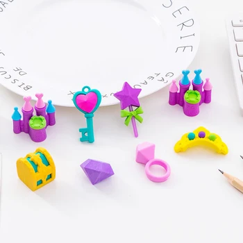 

4pcs/lot Cute Eraser Cartoon Princess Castle Series Princess Eraser Set Cute Stationery School Student Supplies Gift For Kids
