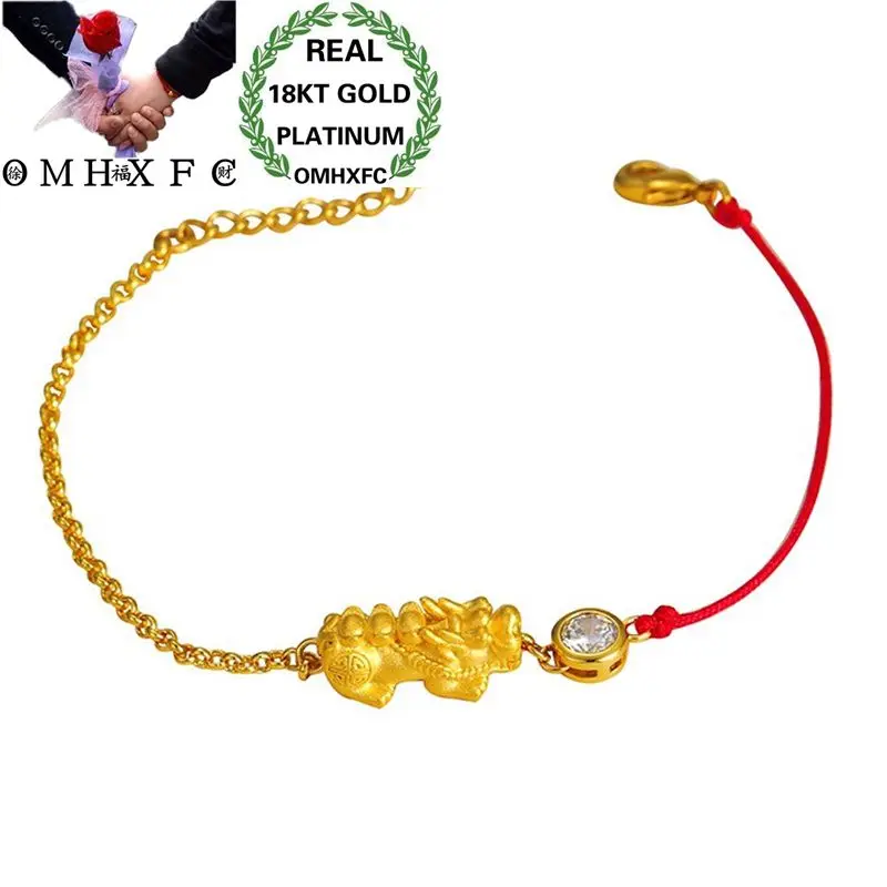 

OMHXFC Wholesale European Fashion Woman Girl Party Birthday Wedding Gift Vintage PIXIU White AAA Zircon 18KT Gold Bracelet ES26