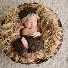 Вязаная шапка и штаны для новорожденных, комплект из 2 предметов для фотосессии, вязаные реквизиты для новорожденных, Размер: 0-1 м, 3-4 м