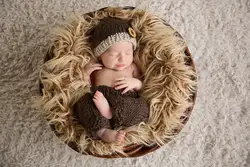 Бесплатная доставка, вязаная шапка и штаны для новорожденных, комплект из 2 предметов для фотосессии, вязаные реквизиты для новорожденных