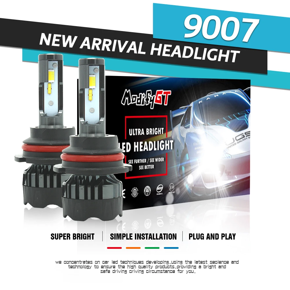 

Modifygt H4 led H7 led H8/H9/H11 H1 9005 9006 9004 9007 3 color changing 5 modes Headlight 3000K 4300K 6000K 100W 12V 24V