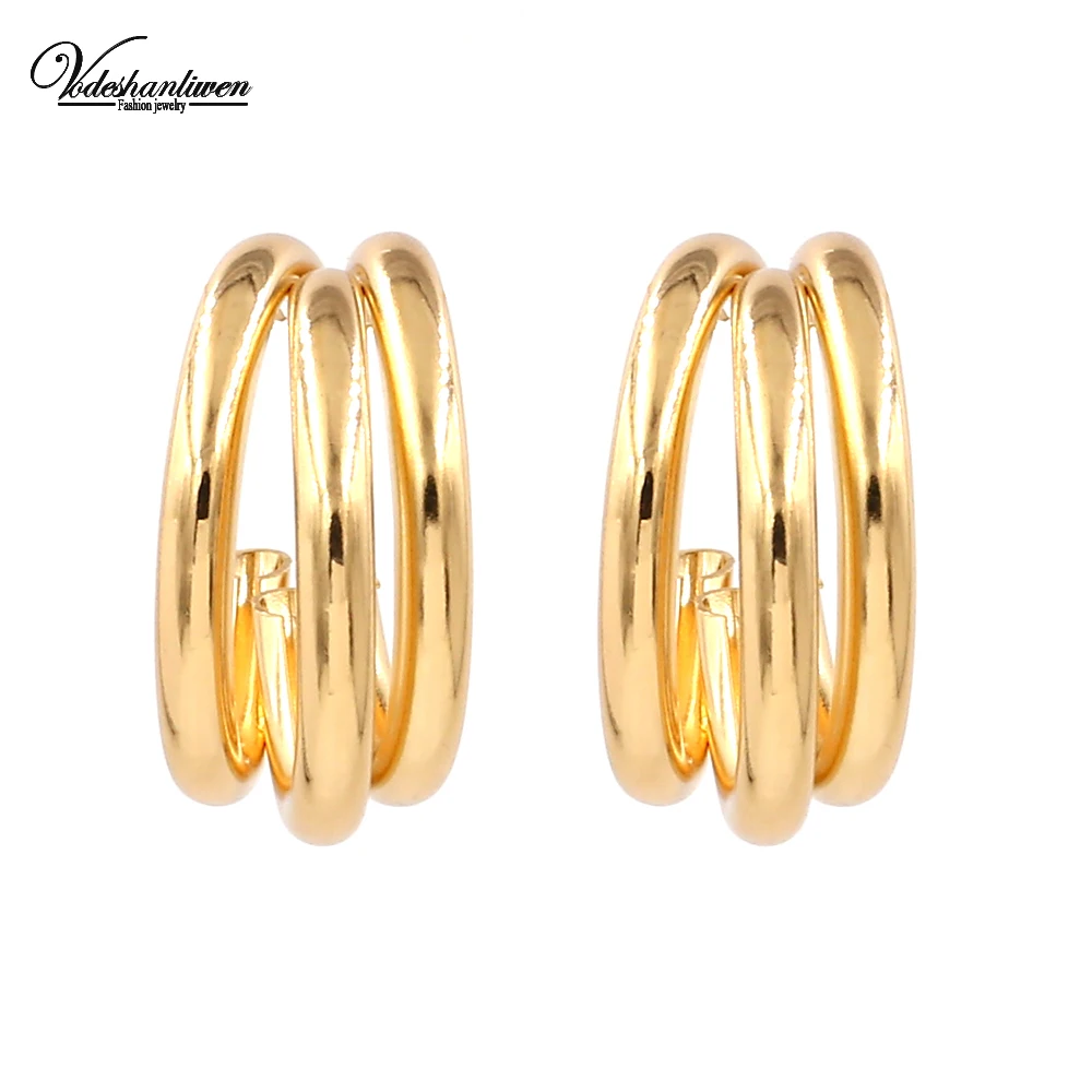 Vodeshanliwen ZA, трендовые золотые металлические круглые серьги для женщин, высокое качество, богемные геометрические массивные большие серьги, свадебные ювелирные изделия